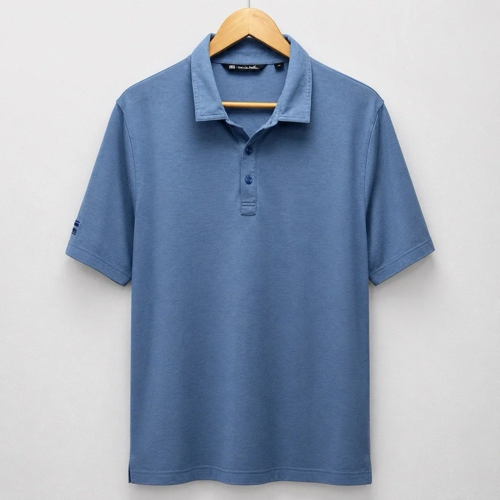 TravisMathew Blue Golf Polo Shirt XXL Auto Insurance Repair 2025 Logo Men's